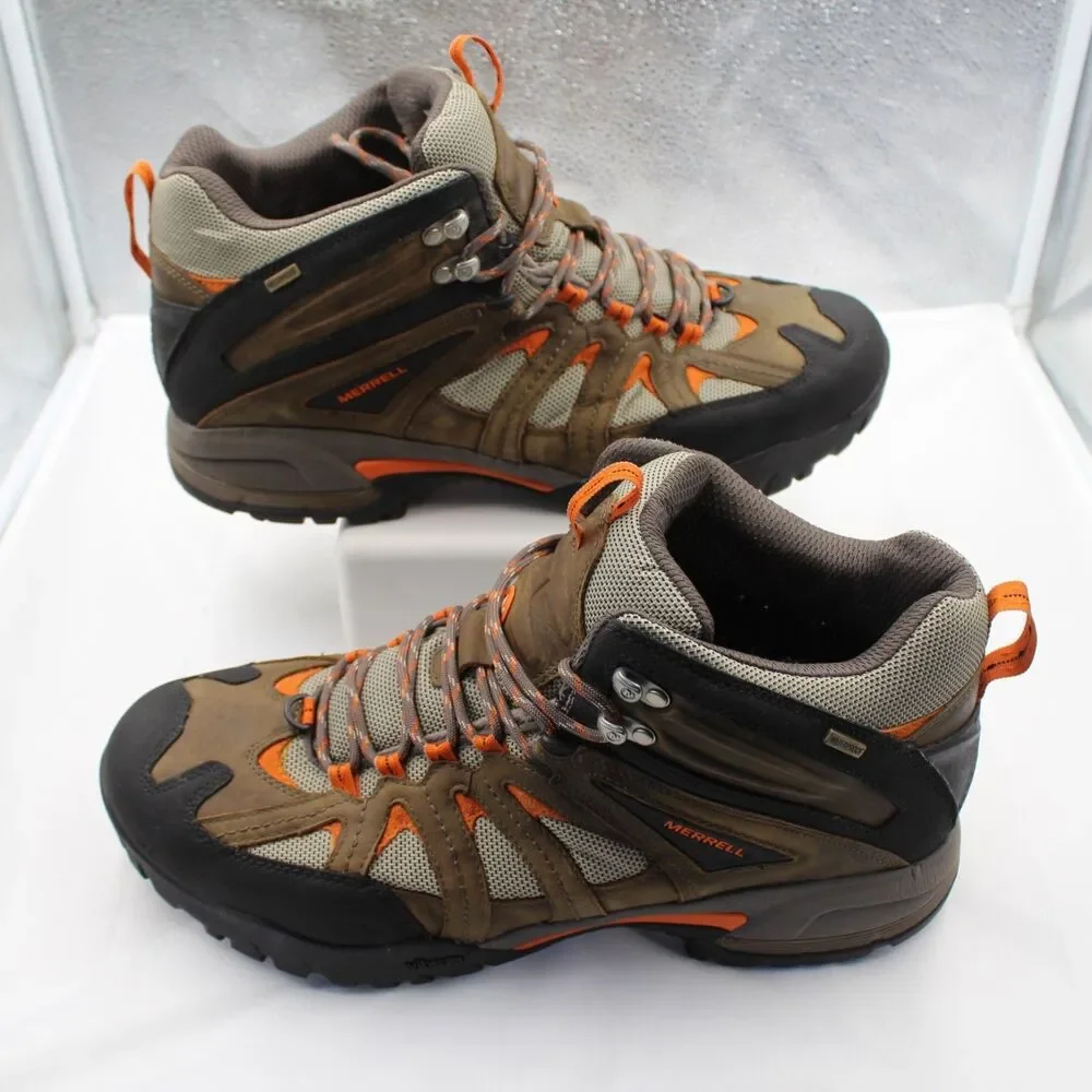 Merrell Deverta Mid Men 15 Brown Hiking Boots Waterproof Trail Athletic Shoes